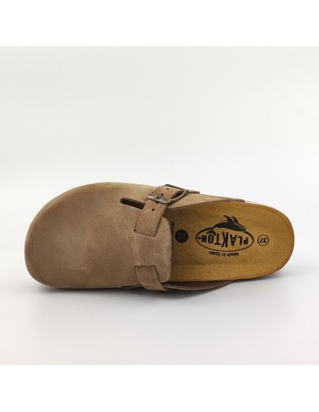 Plakton Eva AFELPADO Tan 104 Suede Clogs - 181539-tan