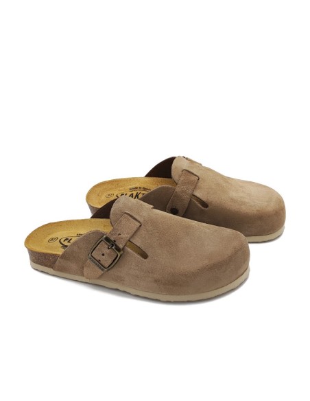 Plakton Eva AFELPADO Tan 104 Suede Clogs - 181539-tan