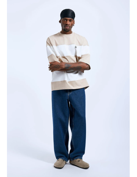 Dr Denim Ανδρικό T-Shirt Curtis Tee - Pale Taupe Stripe - 2321121