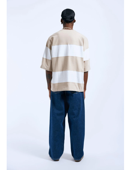 Dr Denim Ανδρικό T-Shirt Curtis Tee - Pale Taupe Stripe - 2321121