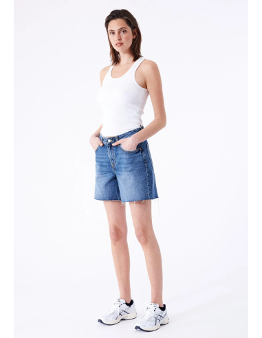 Dr Denim Γυναικείο Τζιν Σορτς Rose Shorts - Canyon Mid Used Raw Hem - 2410101