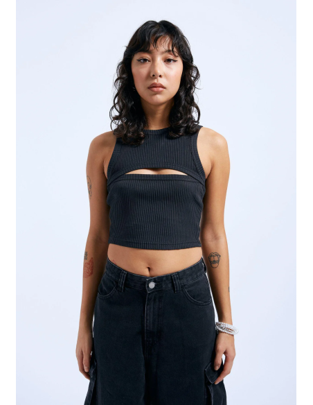 Dr Denim Γυναικείο Τοπ Μπλουζάκι Ainslee Top - Off Black - 2411103