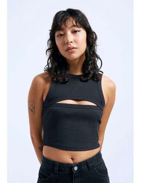 Dr. Denim Ainslee Off Black Cropped Tank Top - 2411103