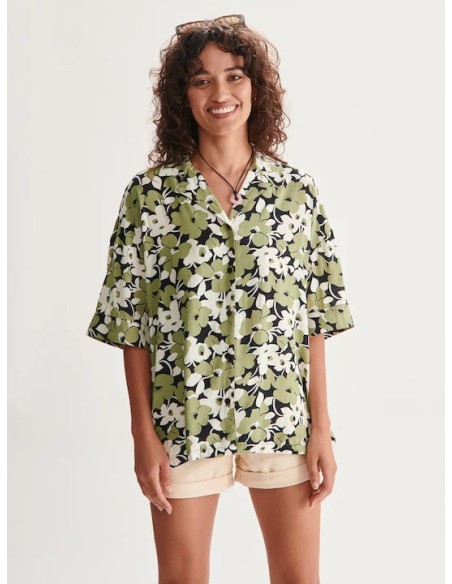 24 Colours Πράσινο πουκάμισο με φλοράλ σχέδιο - 30392