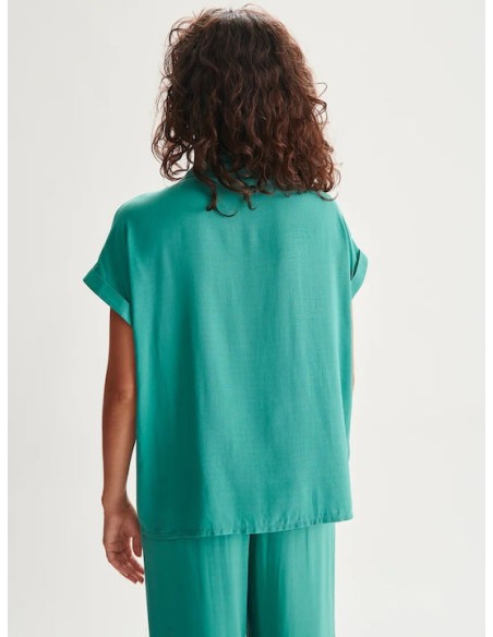 24COLOURS Μακρυμάνικο Γυναικείο Πουκάμισο Πράσινο - 30418a