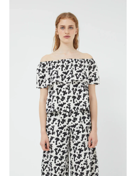 Compania Fantastica Top Μπλουζάκι Ασπρόμαυρο - 40120