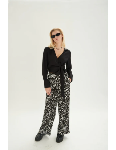 24COLOURS Black And White Long Pants-...