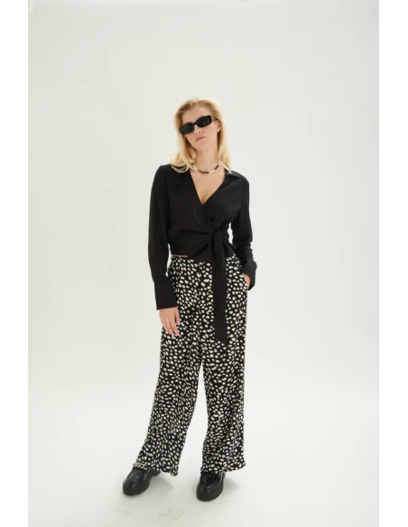 24COLOURS Black And White Long Pants- 60832a