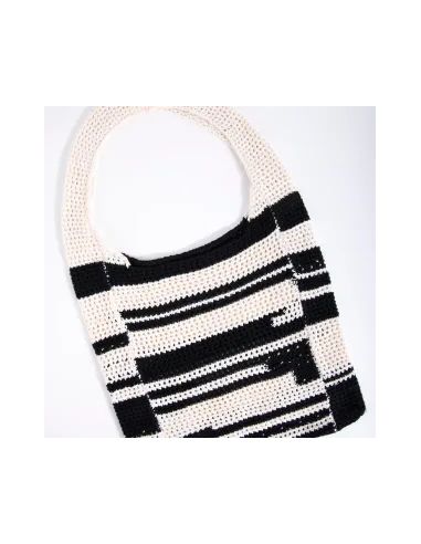 24COLOURS Crochet Bag Black/White - 18795a