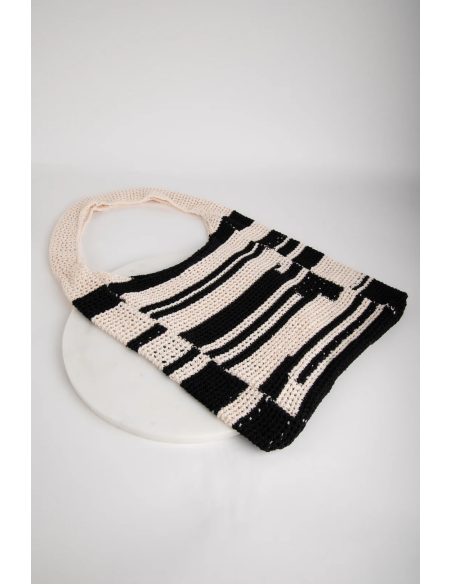 24 COLOURS Crochet Bag Black/White - 18795a