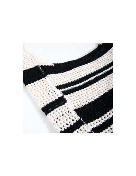 24 COLOURS Crochet Bag Black/White - 18795a