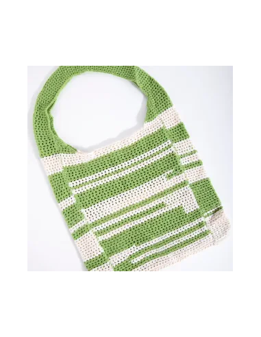 24COLOURS Crochet Bag  Green/White - 18795b