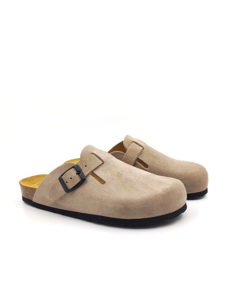 Plakton Eva AFELPADO Piedra 304 Suede Clogs - 181539-piedra