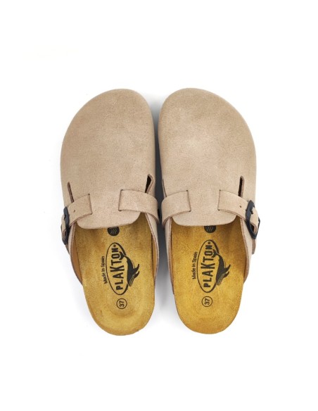 Plakton Eva AFELPADO Piedra 304 Suede Clogs - 181539-piedra