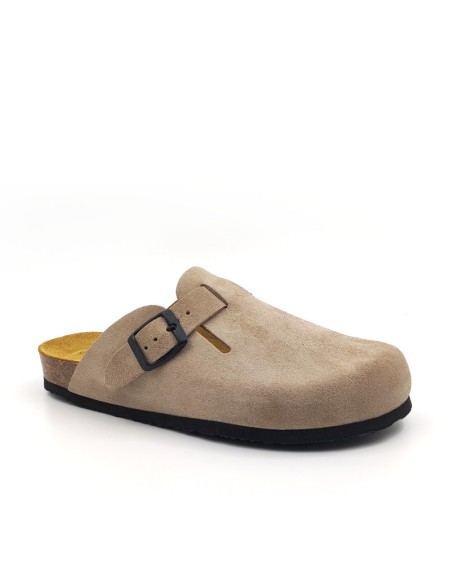 Plakton Eva AFELPADO Piedra 304 Suede Clogs - 181539-piedra