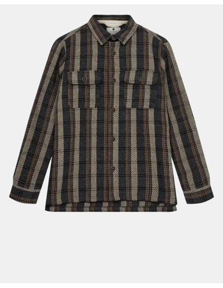 AKOSCAR CHECK OVERSHIRT - DARK GREY MEL- 901700