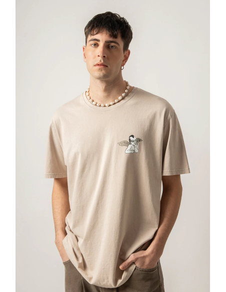 Washed The Black Cat Angels Bone T-shirt- AP062-01-G002