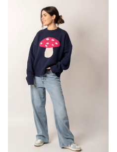 Mushroom Navy Sweater-... 2