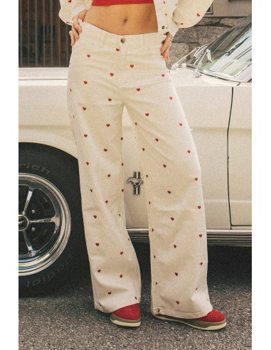 Relaxed Multiheart Ivory Pants -AP023-01-K002