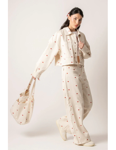 Relaxed Multiheart Ivory Pants...