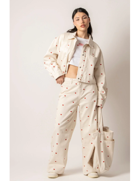 Relaxed Multiheart Ivory Pants -AP023-01-K002