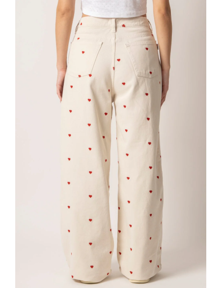 Relaxed Multiheart Ivory Pants -AP023-01-K002