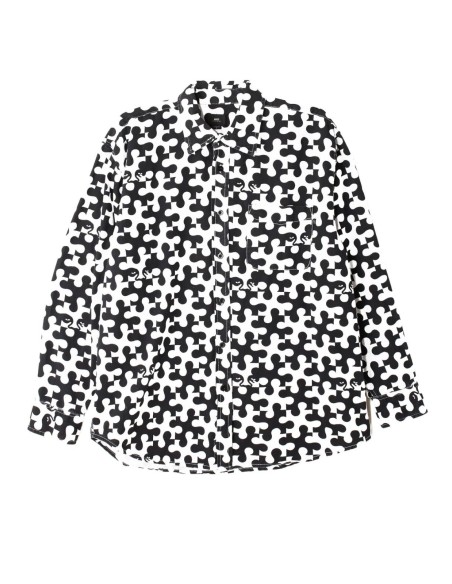 Obey Ανδρικό Πουκάμισο Black / White pieces wove -181200264