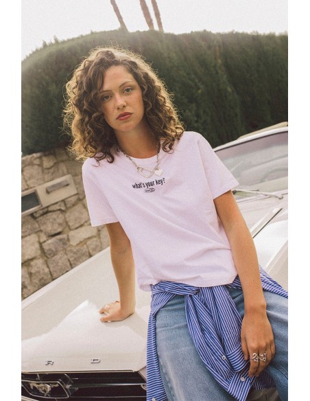 Washed What's your Key White T-shirt - AP015-01-M002