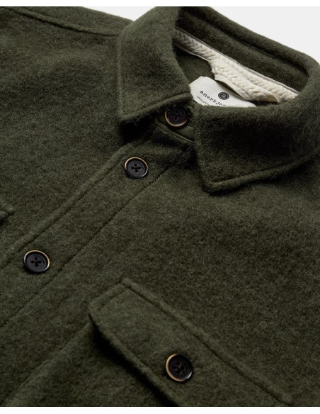 AKOSCAR BOILED WOOL OVERSHIRT - FOREST NIGHT -901696