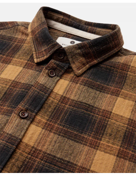 AKLEIF FLANNEL CHECK SHIRT - WOOD THRUSH -901669