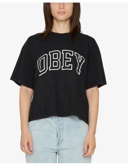 OBEY COLLEGIATE  RAEGAN T-SHIRT /BLACK -267622446
