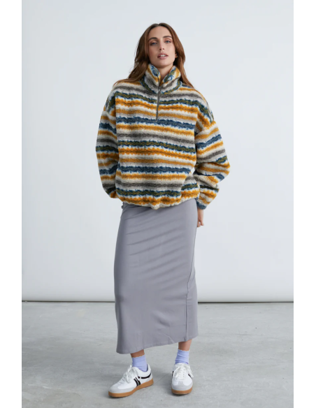 24COLOURS  fleece shirt striped -50805a