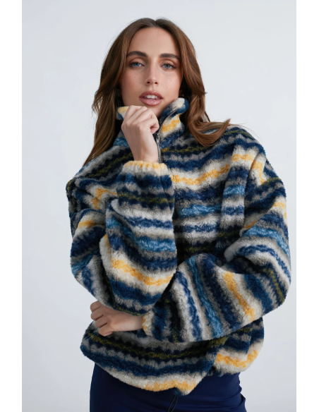 24COLOURS  fleece shirt striped -50805b