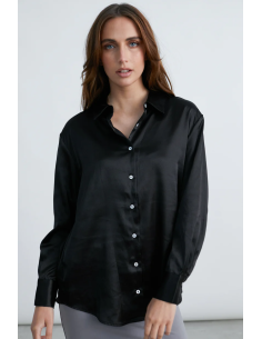 24COLOURS Satin Black Shirt...
