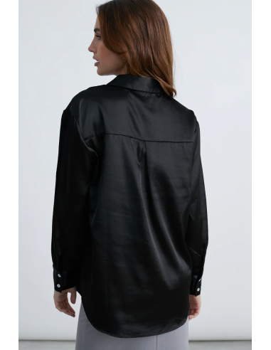 24COLOURS Satin Black Shirt - 30446c