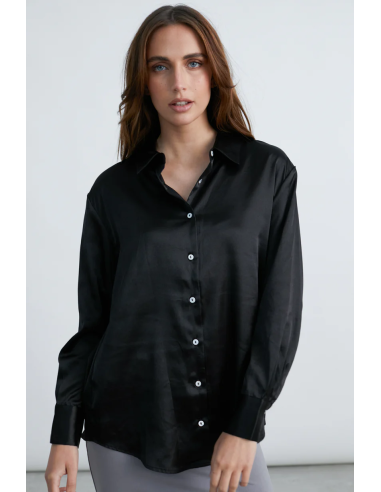 24COLOURS Satin Black Shirt - 30446c