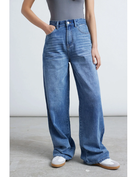 24 COLOURS Pants Mid Blue Denim -80365