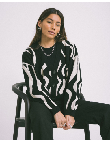 24COLOURS CARDIGAN BLACK WHITE -41209a