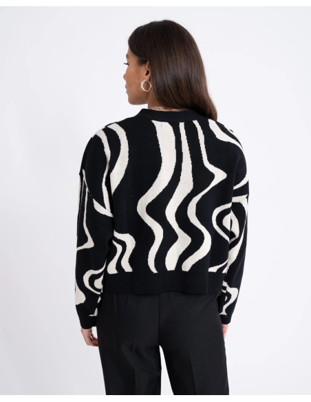24COLOURS CARDIGAN BLACK WHITE -41209a