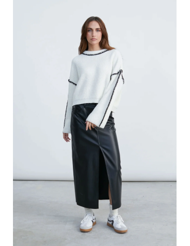 24COLOURS Sweater White/Black detalis...