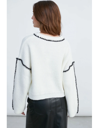 24COLOURS Sweater White/Black detalis...