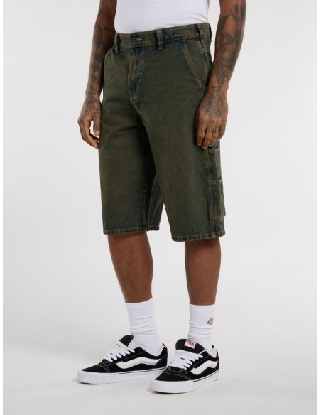 DICKIES SHORT M LOOSE DENIM PAINTER GREEN TONE FADE - DK0A4ZASK571