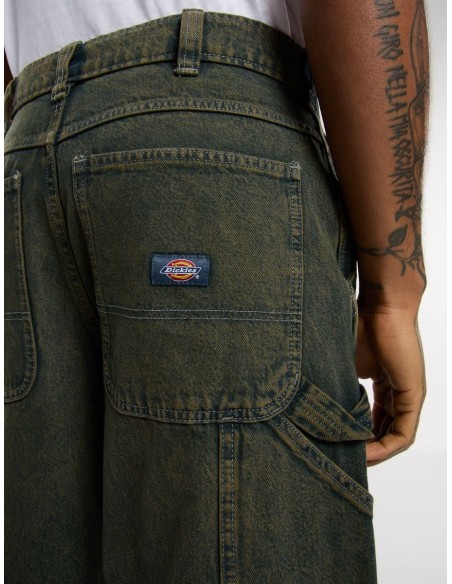 DICKIES SHORT M LOOSE DENIM PAINTER GREEN TONE FADE - DK0A4ZASK571