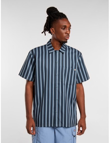 DICKIES MULTI STRIPE WORK SHIRT SS STORMY WEATHER- DK0A87G3G701