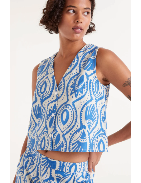 Compania Fantastica Aquaria Printed Sleeveless Top - 51C/43000