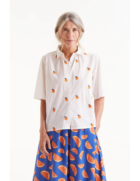 Compania Fantastica Short sleeve shirt with orange print - 51C/43033