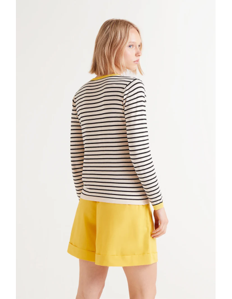 Compania Fantastica Black striped V-neck sweater - 51C/10400