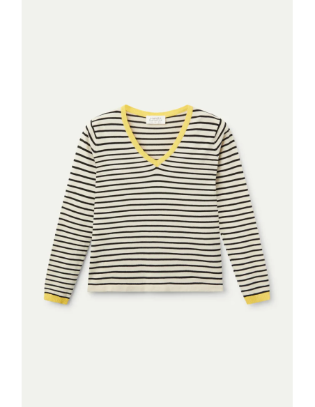 Compania Fantastica Black striped V-neck sweater - 51C/10400