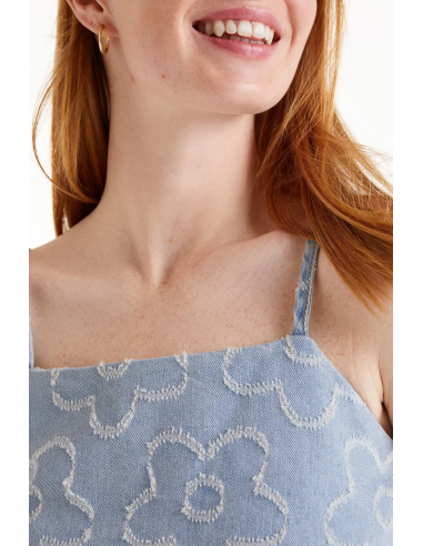 Compania Fantastica Denim top with... Compania Fantastica Denim top with...