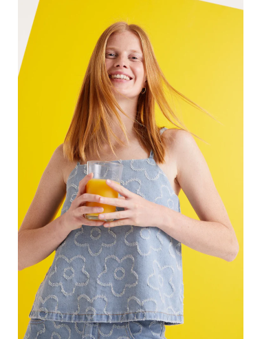 Compania Fantastica Denim top with... Compania Fantastica Denim top with...